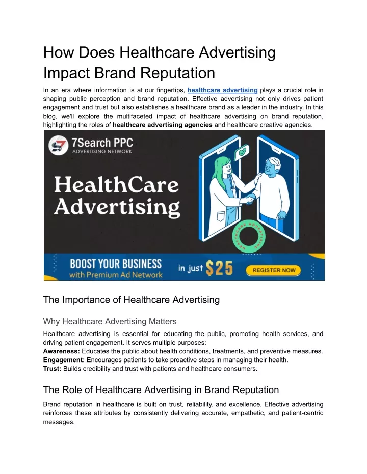 how does healthcare advertising impact brand