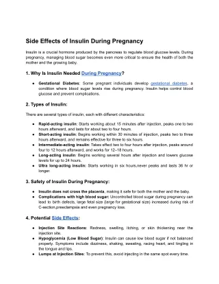 Side effects of insulin during pregnancy