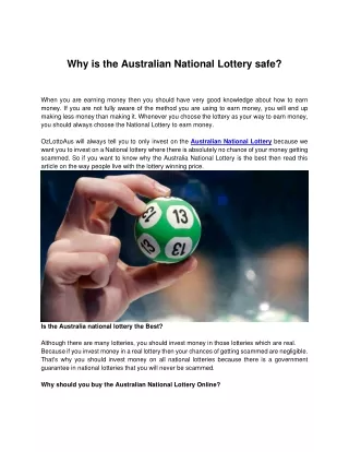 Why is the Australian National Lottery safe?