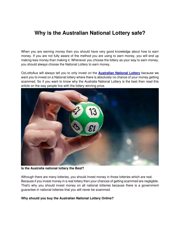 why is the australian national lottery safe