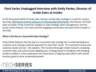 iTech Series Unplugged Interview with Emily Parker