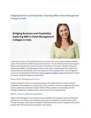 Bridging Business and Hospitality Exploring BBA in Hotel Management Colleges in India