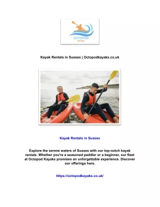Kayak Rentals in Sussex | Octopodkayaks.co.uk