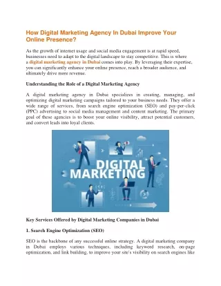How Digital Marketing Agency In Dubai Improve Your Online Presence