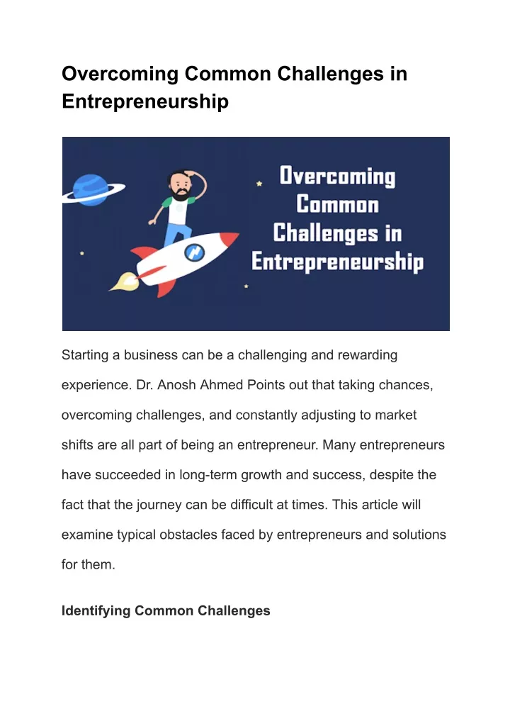 overcoming common challenges in entrepreneurship