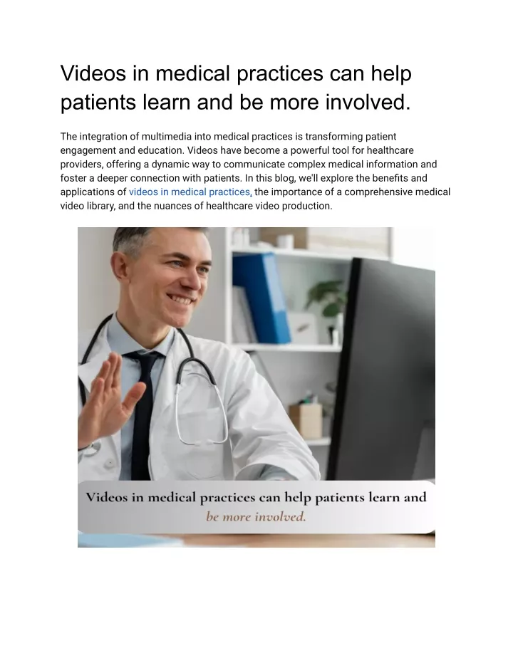 videos in medical practices can help patients