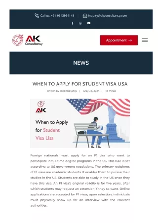 Perfect Time To Apply For Student Visa USA