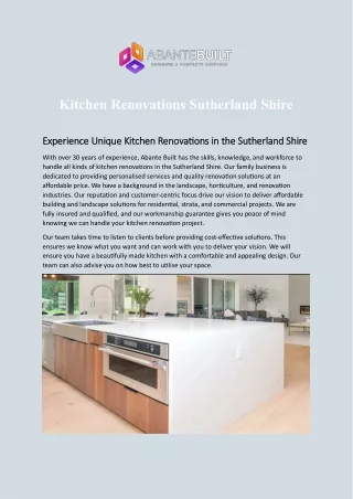 Kitchen Renovations Sutherland Shire