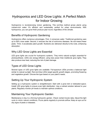 Hydroponics and LED Grow Lights_ A Perfect Match for Indoor Growing