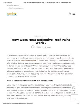 Heat Reflective Roof Paint Work  Cool Paint for Roof High SRI Roof cooling solutions