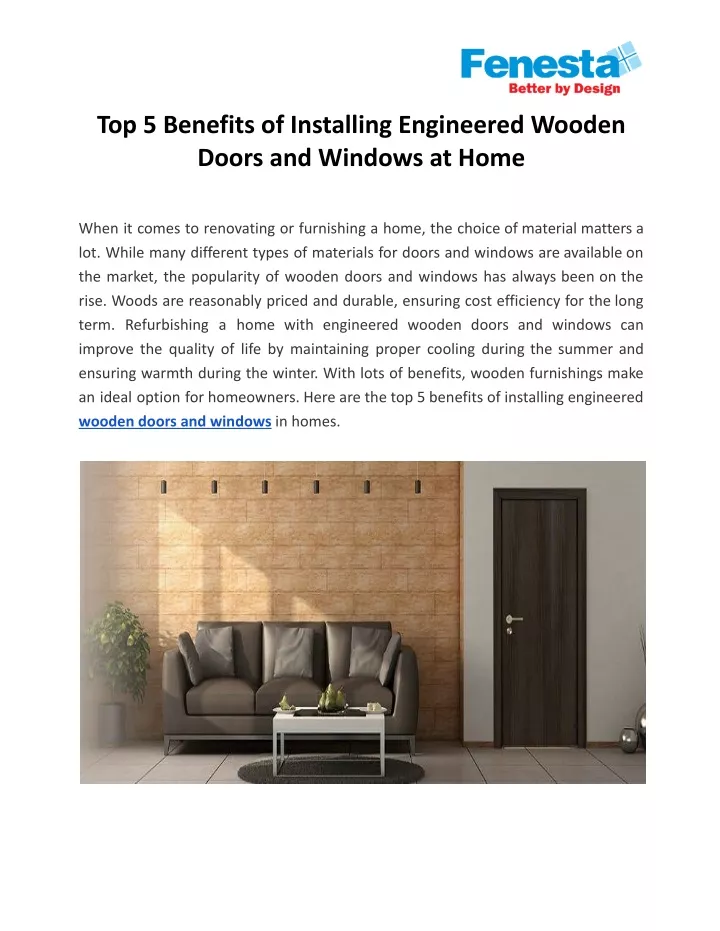 top 5 benefits of installing engineered wooden