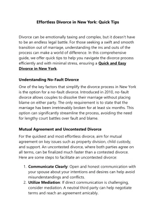 Quick and Easy Divorce in New York