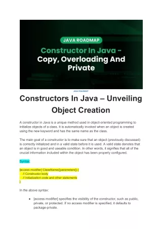 Understanding Constructors in Java: A Comprehensive Guide