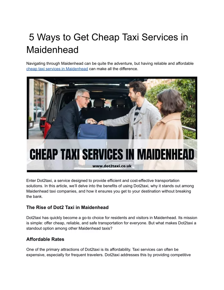 5 ways to get cheap taxi services in maidenhead