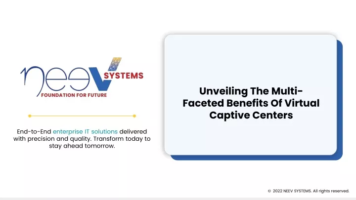 unveiling the multi faceted benefits of virtual captive centers