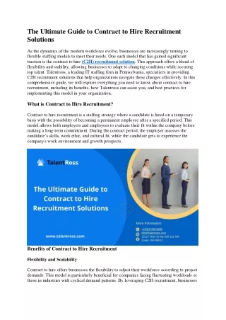 The Ultimate Guide to Contract to Hire Recruitment Solutions
