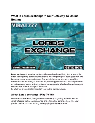 Lords exchange - Safest lordsexch ID provider in 2024