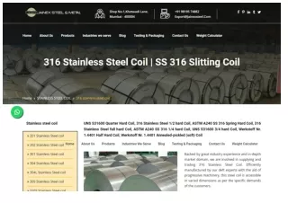 316 Stainless Steel Coil | SS UNS S31600 Coil | ASTM A240 316 Stainless Steel Co