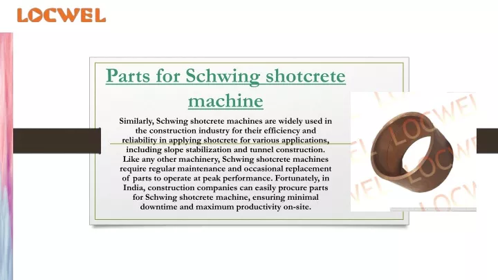 parts for schwing shotcrete machine