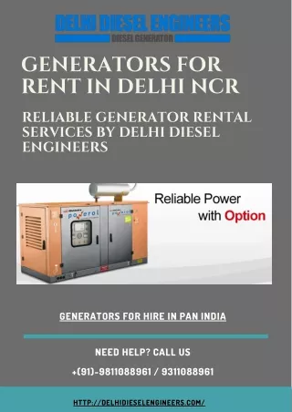 Generators for Rent in Delhi NCR Reliable Generator Rental Services by Delhi Diesel Engineers