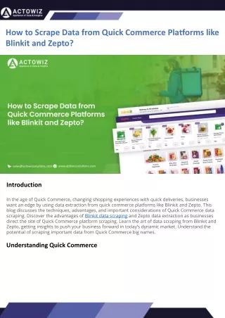 How to Scrape Data from Quick Commerce Platforms like Blinkit and Zepto