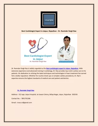 Best Cardiologist Expert in Jaipur, Rajasthan
