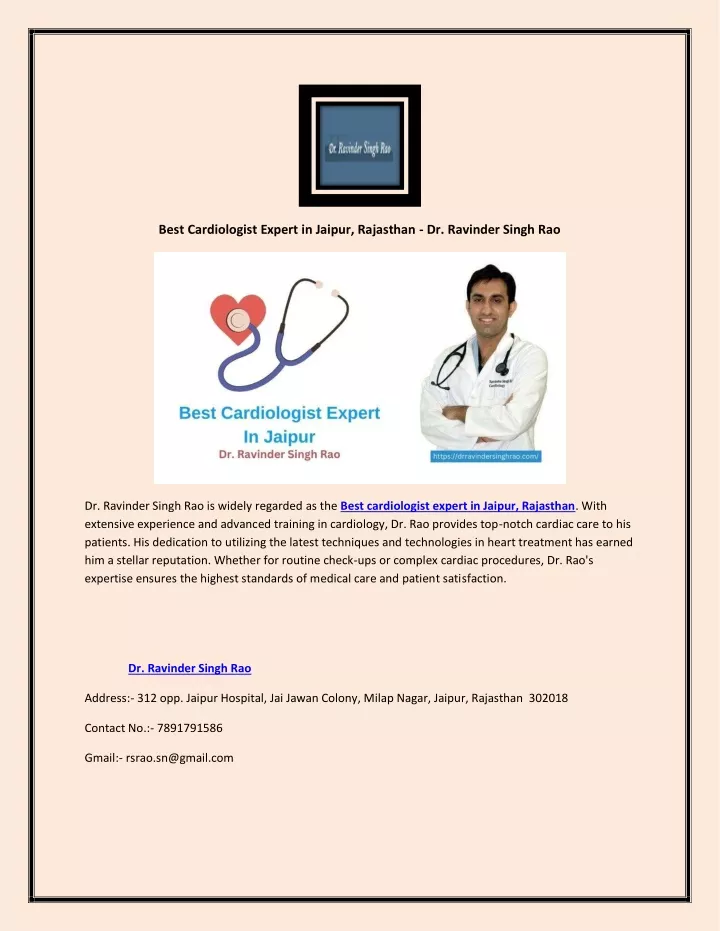 best cardiologist expert in jaipur rajasthan