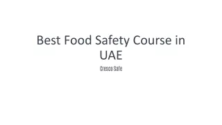 Best Food Safety Course in UAE