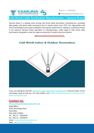 Cold Shrink Cable Termination Manufacturer