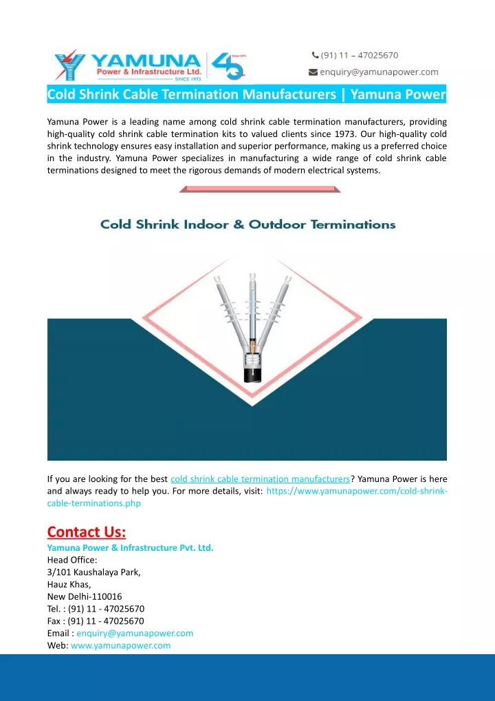 cold shrink cable termination manufacturers