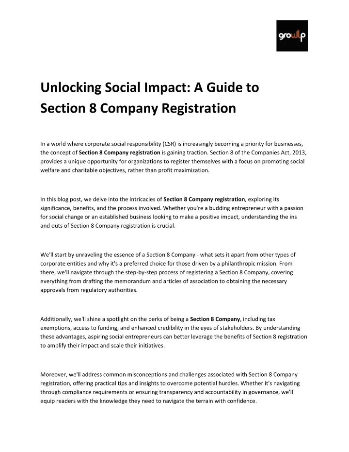 unlocking social impact a guide to section