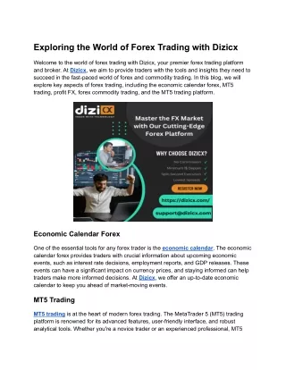 Exploring the World of Forex Trading with Dizicx