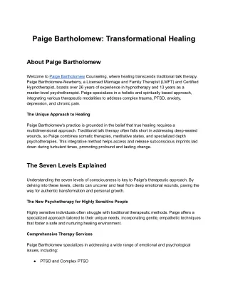 Paige Bartholomew Transformational Healing