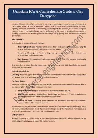 Unlocking ICs: A Comprehensive Guide to Chip Decryption