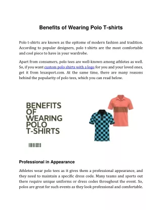 4 Amazing Pros of Wearing Polo T-Shirts