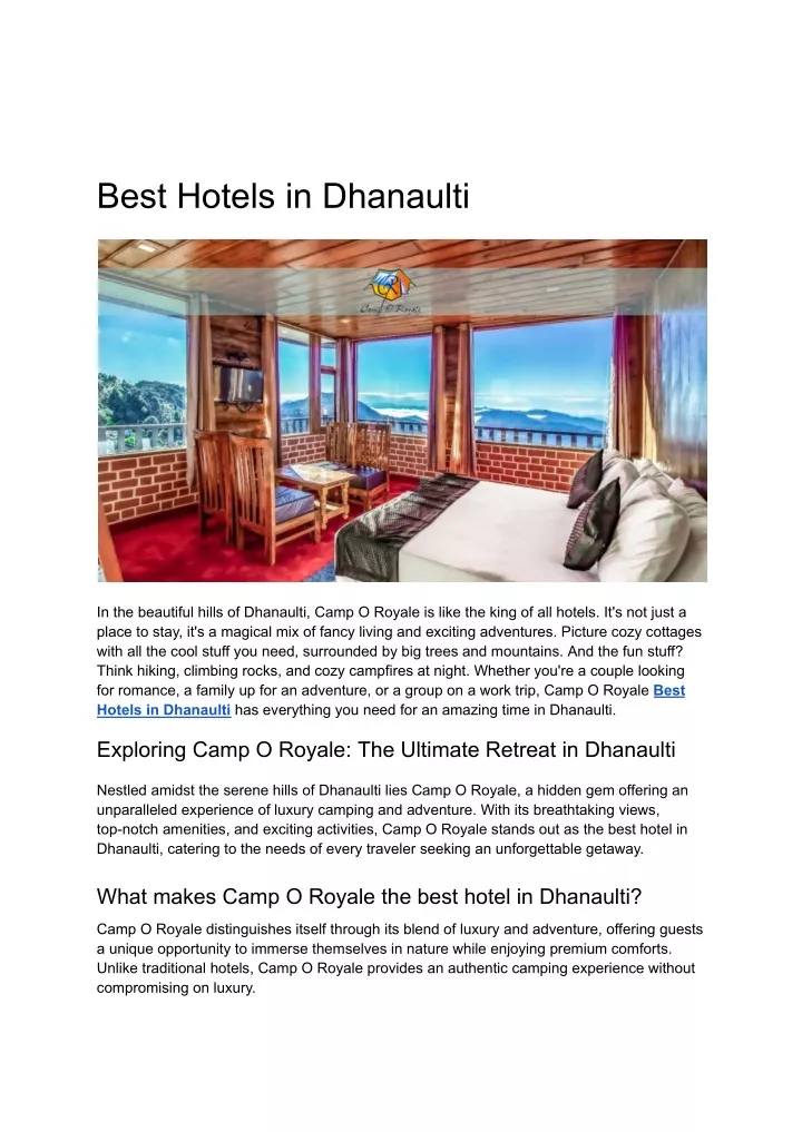 best hotels in dhanaulti