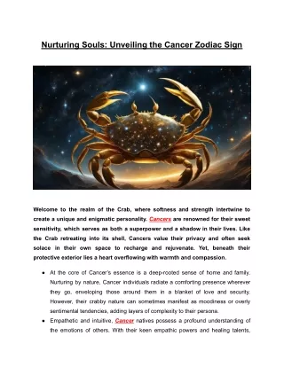 Nurturing Souls: Unveiling the Cancer Zodiac Sign