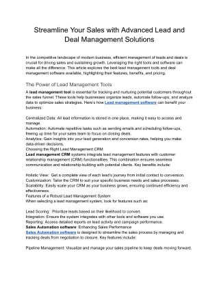 Streamline Your Sales with Advanced Lead and Deal Management Solutions - Google Docs