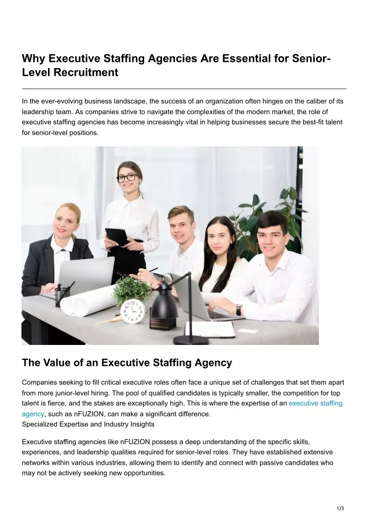 why executive staffing agencies are essential