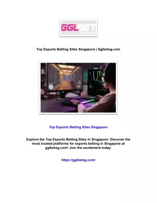 Top Esports Betting Sites Singapore | Gglbetsg.com