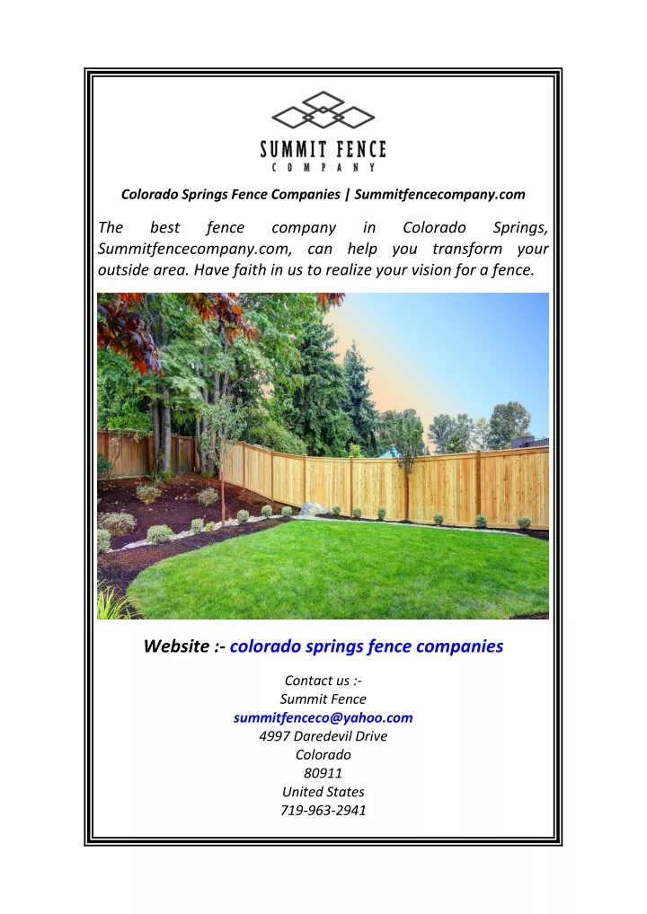 colorado springs fence companies