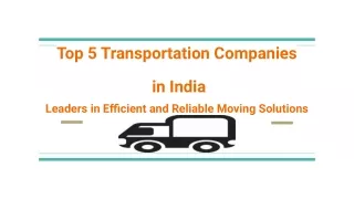 Top 5 Transportation Companies in India