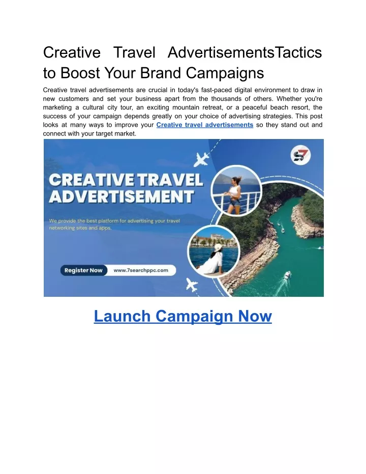 creative travel advertisementstactics to boost