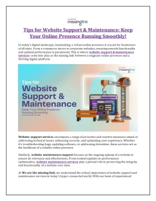 Tips for Website Support & Maintenance - Keep Your Online Presence Running Smoothly