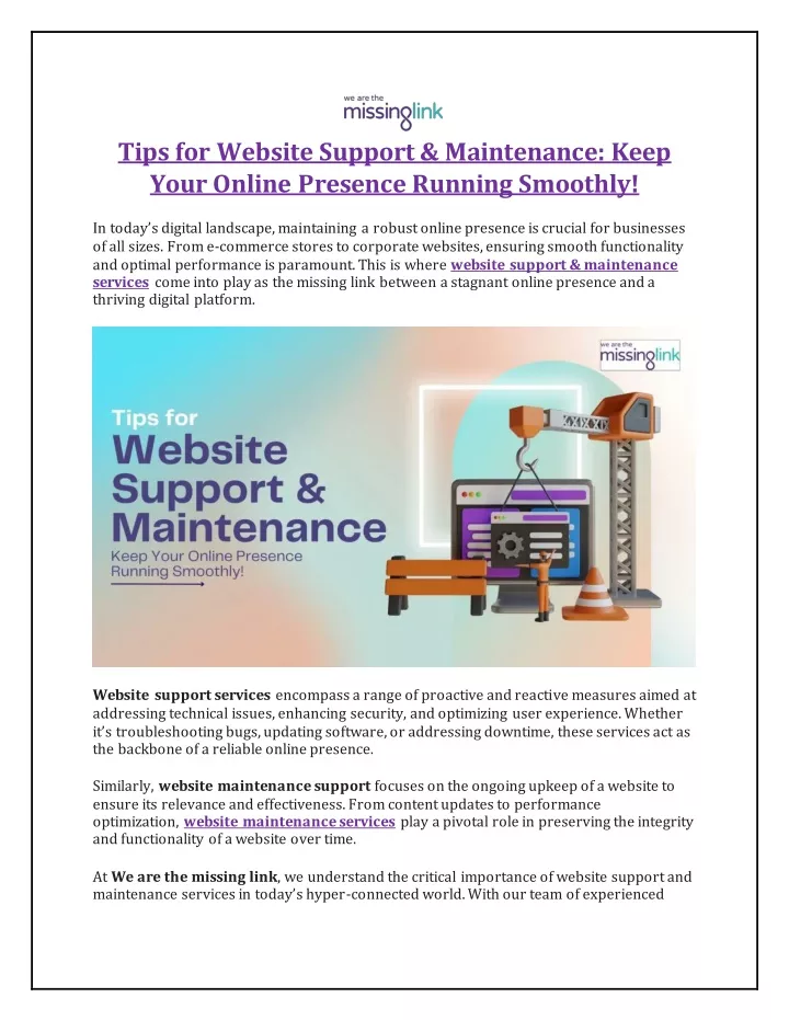 tips for website support maintenance keep your