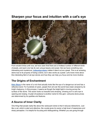 sharpen your focus and intuition with a cat s eye
