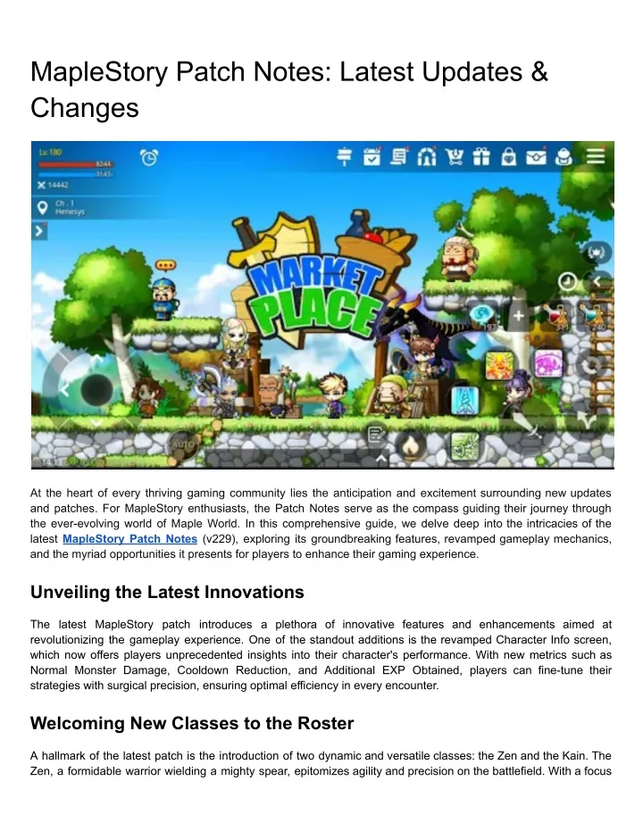 maplestory patch notes latest updates changes