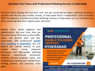 Revitalize Your Floors with Professional Polishing Services in Hyderabad