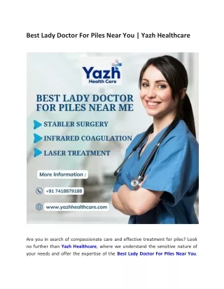 Best Lady Doctor For Piles Near You