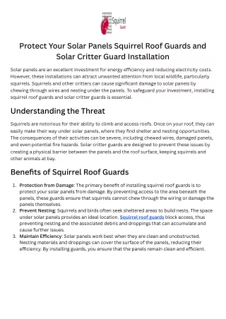 Protect Your Solar Panels Squirrel Roof Guards and Solar Critter Guard Installation